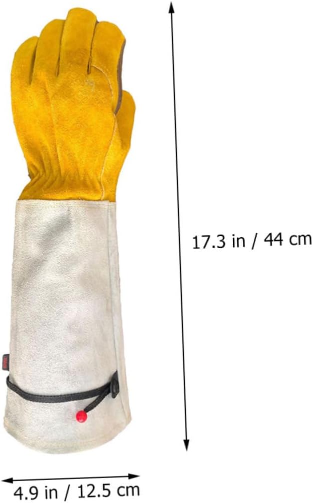 Milisten 1Pair Puncture Cowhide Garden Gloves for Safe Weeding and Pruning Comfortable Wear Resistant Arm Protectors for Gardening Welding and Handling Tasks