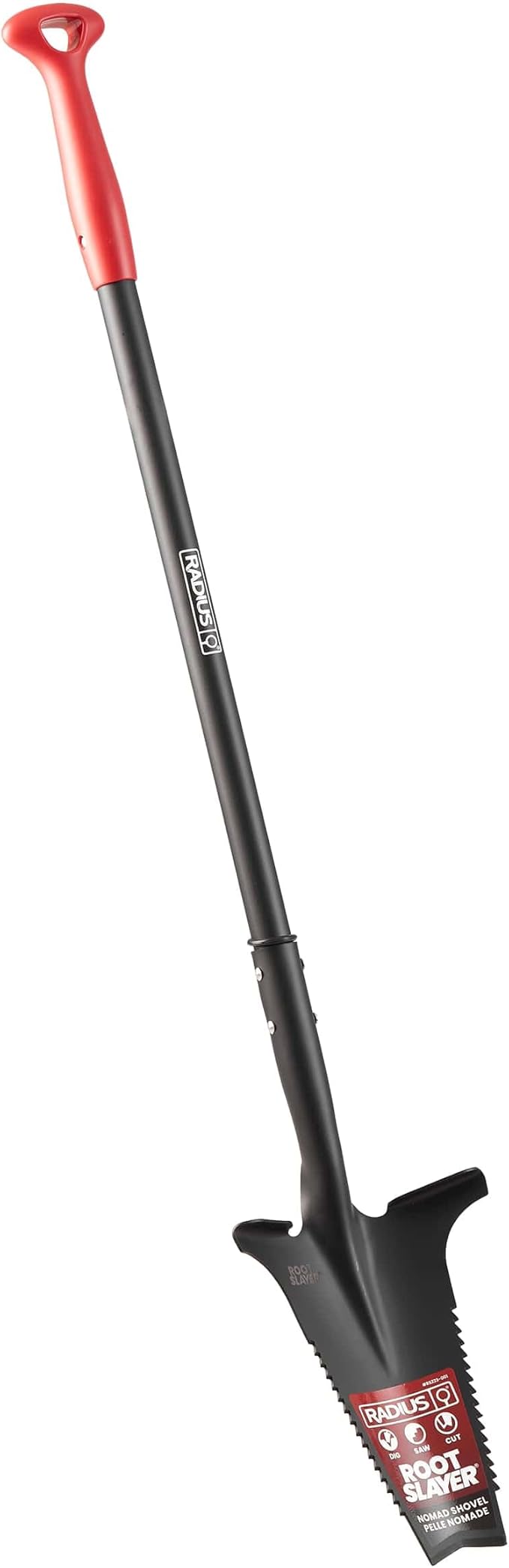 Root Slayer RS223, Nomad Steel Compact Mini Serrated Shovel Spade, Black