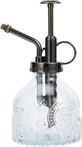 Glass Plant Mister Spray Bottle, 6.5" Tall Vintage Plant Spritzer Watering Can, Succulent Watering Bottle with Top Pump, Small Plant Sprayer Mister for Indoor Outdoor Houseplant - Clear