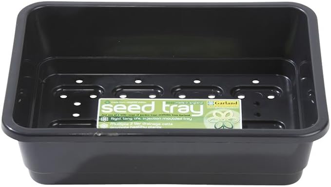Garland 1 x Standard Half-Size Seed Tray, Black, with Holes, 23x6x17 cm