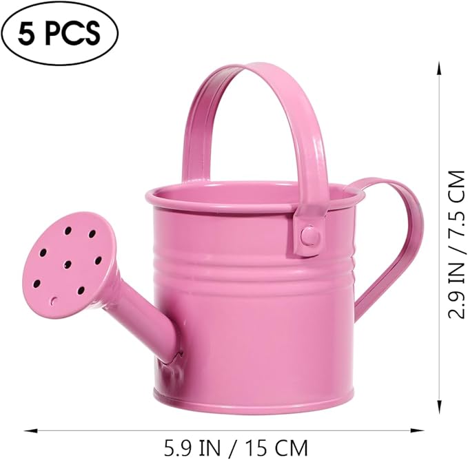 DOITOOL Metal Watering Cans, 5Pcs Kids Gardening Water Pots, Iron Watering Can Garden Watering Bucket for Gardening Plants Flower (Mixed Style)