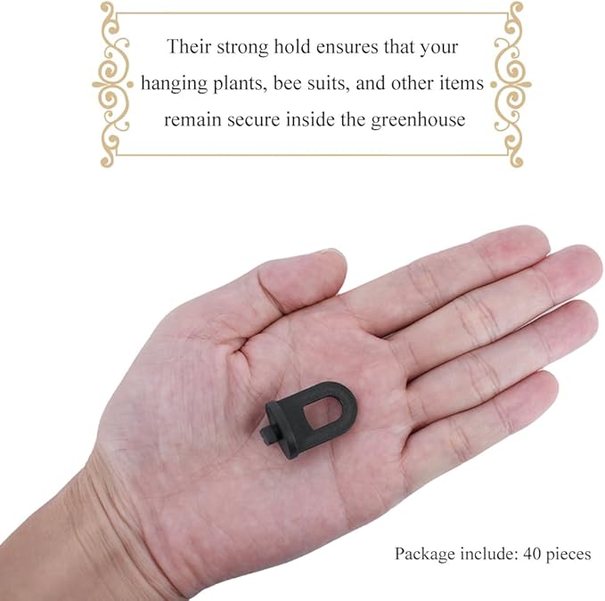 Greenhouse Twist Clips Black Plastic Greenhouse Hooks Plant Hangers Greenhouses Shading Fixing Clips Track Hooks for Greenhouses Bubble Wrap Hole Diameter 0.32 inch 40 Pieces