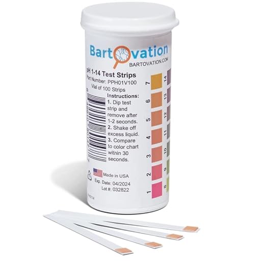 pH 1-14 Wide Range Test Strips [Moisture-Proof Vial of 100 Strips] Made in USA