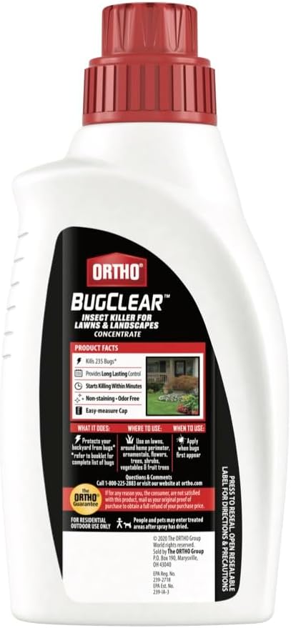 Ortho BugClear Insect Killer for Lawns and Landscapes Concentrate - Outdoor Bug Spray Kills Mosquitoes, Ants, Spiders, Fleas, Ticks, and More, 32 fl. oz.