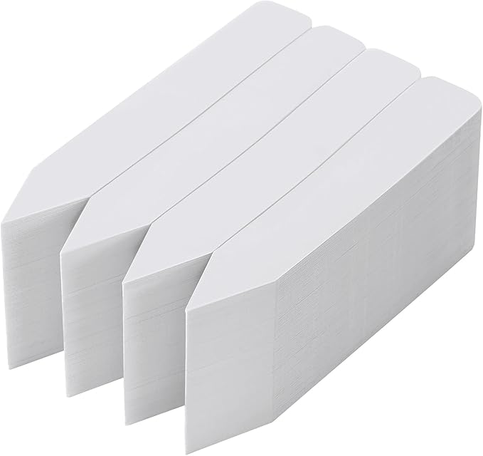 300 Pack Plant Labels, 4 Inch Potted Plant Name Tags Plastic, Seedlings Seed Markers Nursery Plant Stake Tag with Marking Pen for Outdoor Indoor Garden Patio Flower Vegetable, White