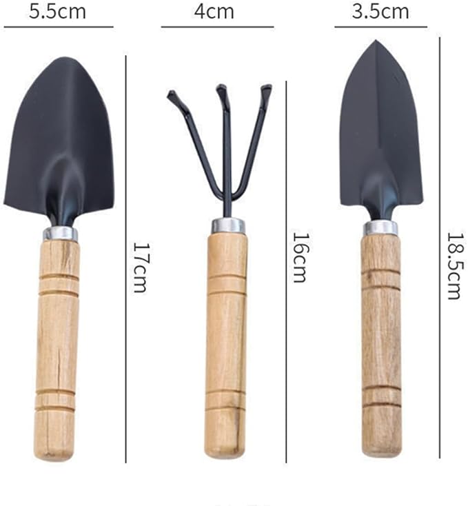 Garden Tools Set, 3 Pack Heavy Duty Gardening Tools Set Include Garden Shovel, Transplant Trowel and Hand Rake with Ergonomic Handle, Aluminum Alloy Lawn for Planting