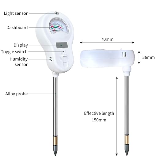 Soil Tester 6-in-1 Soil Moisture Meter Sunlight/Moisture/Fertility/PH/Environment Temperature/Environment Humidity,Backlight LCD Display for Gardener,Lawn, Farming,Plant Care,Potting Soil Growing