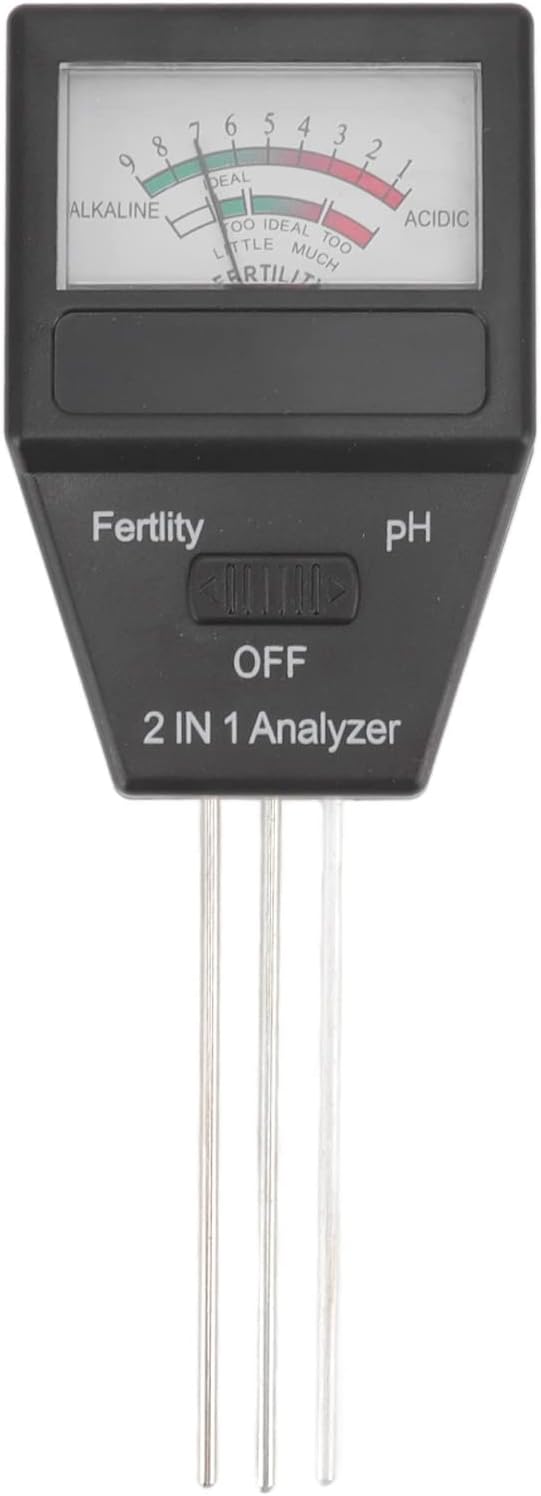 Soil PH Tester Soil Fertility Meter 2 in 1 Dual Function Soil Testing Kit for Home Garden Lawn Farm Indoor Outdoor Use ABS Material 6.5x3.2x18cm