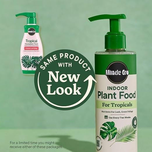 Miracles-Grows Indoor Plant Food for Tropicals, Liquid, Lush Green Foliage, 8 fl oz, 1 Pack