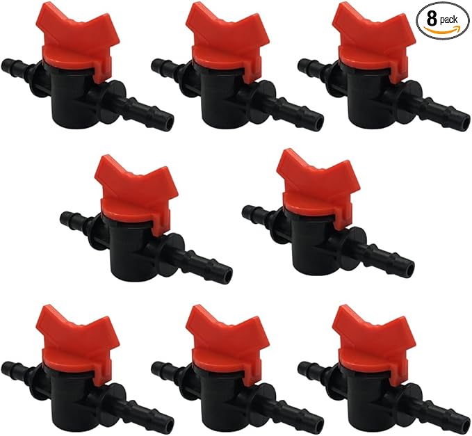 8 Pack 5/16" Drip Irrigation Switch Valve,Plastic Hose Barbed Ball Valve for Garden Drip Irrigation Aquarium