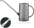 Plastic Watering Can, Plant Watering Can with Stainless Steel Long Spout, 1L/34oz Clear Measurement Markings, Long Spout Watering Can for Indoor Plants, House Plants and Flowers Easy Fill-Grey
