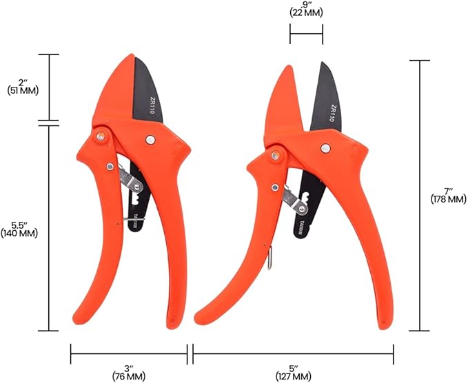 Zenport ZR110 Fiberglass Ratchet Pruner, 8.5-Inch , Orange