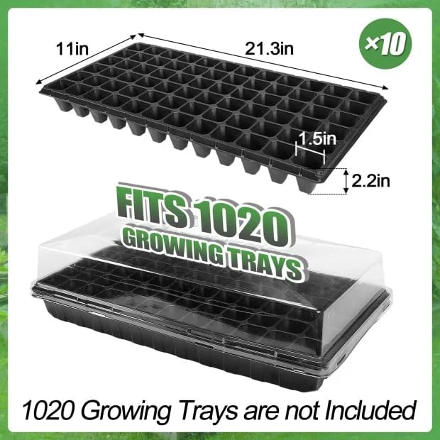 Apipi Seed Starter Tray Fits 1020 Growing Trays - 10 Pcs 72 Cell Reusable Seedling Nursery Trays, Thick Gardening Germination Trays with Drain Holes for Plant Seeds Propagation