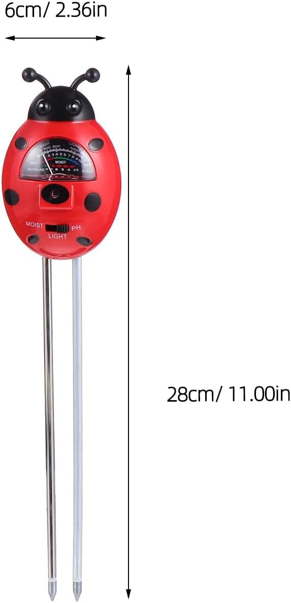 3-in-1 Ladybug Soil Tester Garden Tool for Soil Moisture Ph and Light Measurement Compact Checker for Lawn and Indoor Outdoor Plants