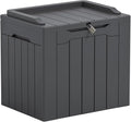 Greesum Outdoor Storage Box 31 Gallon Storage Box with Lid for Patio Furniture, Garden Tools, Pool Supplies, Waterproof and UV Resistant, Lockable, Dark Grey