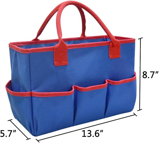Garden Tool Kit, 5 Side Pockets Garden Tote, 600D Oxford Cloth Garden Tool Storage Bag, Gardening Tool Kit Holder (Tools Not Included)