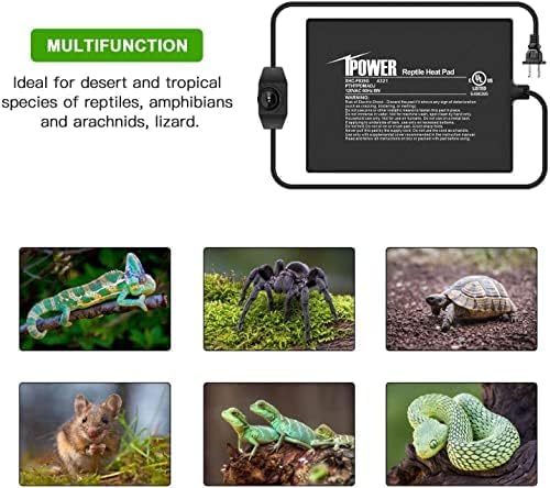 iPower 6x8 Inch Reptile Heating Pad with Adjustable Controller Knob, Under Tank Heater Mat for Turtles, Lizards, Snakes, Amphibians & Small Pets, 2 Pack