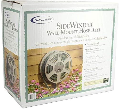 Suncast SWA100 100 Ft. Wall Mount Garden/Yard Hose Reel Side Winder (2 Pack)