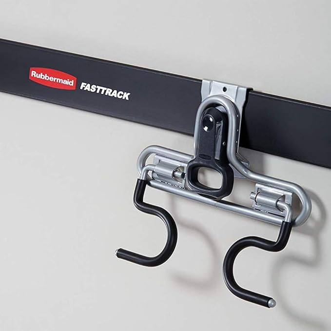 Rubbermaid Fasttrack Wall Double S Hook 2 Handle Garage Storage Organizer Rack for Hand Tools (2 Pack)