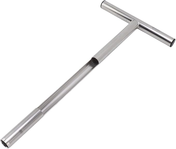 Soil Sampler Probe, 304 Stainless Steel Tubular T Style Handle, T Handle Soil Test Kit for Plant Care, Garden, Lawn, Farm (21in)