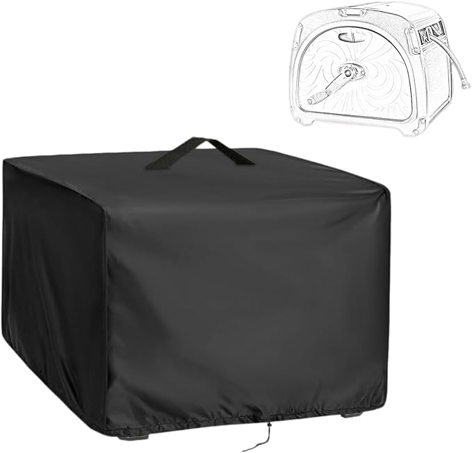 Hose Reel Cover,Waterproof Covers for Retractable Garden Hoses Reels,Heavy Duty Shield for Meatal Hose-Storage(18.5x25.5x16in,Black)