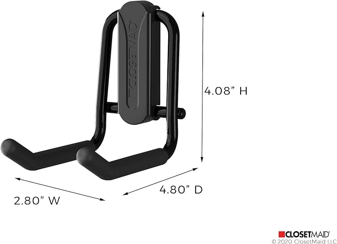 ClosetMaid MaxLoad 5-Pack Garage Hooks & Hangers Wall Mount Heavy Duty Storage for Cords, Power Equipment, Long Handle Tools, Cords, Hoses, Shovels, Black