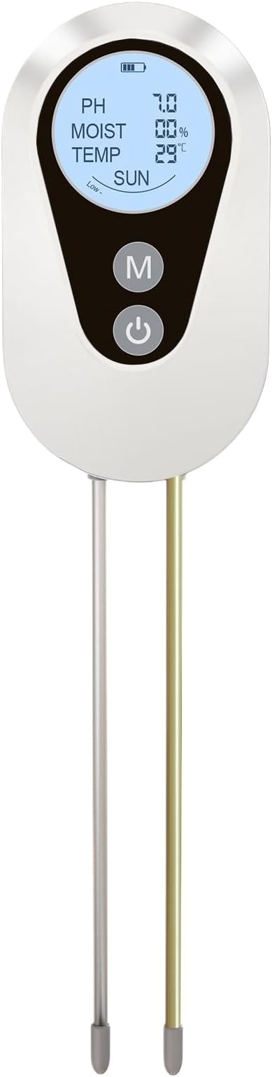 4-in-1 Soil Tester, Digital Soil Moisture, pH, Light, and Fertility Meter for Orchards, Farmlands, Potted Plants, Flowers, Fruits, Vegetables, Balcony Gardeners