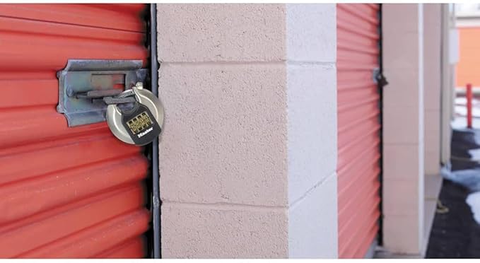 Master Lock Heavy Duty Disc Padlock [Combination] [Stainless Steel] [Outdoor] M40EURDNUM - Best Used for Storage Units, Sheds, Garages, Trailers and More