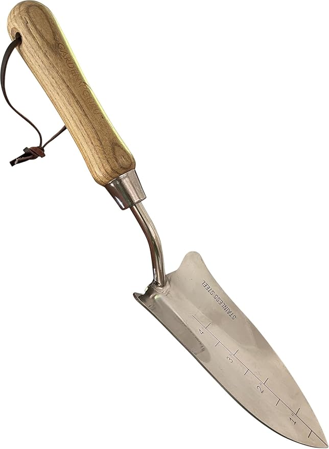 Garden Guru Eco Transplanter Trowel Shovel- 100% Recycled Stainless Steel - Rust Resistant - FSC Certified Wood Ergonomic Handle - Perfect Tool for Gardening Weeding Transplanting Digging (2 Pack)