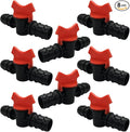 3/4" Drip Irrigation Valve Fits 3/4" Drip Tubing In-Line Shut Off Switch Barbed Valve for Garden Lawn Irrigation Sprinkler System (Pack of 8)