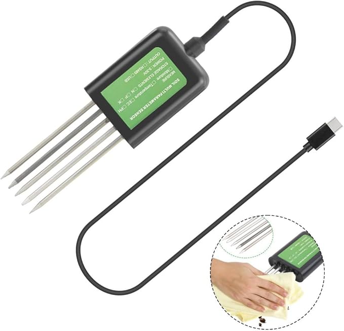 Temperature Moisture PH NPK Soil Tester Portable USB-Type-C 8-In-1 Soil Sensoroil Sensor Temperature/humidity/EC/PH Soil Test Kit For Gardening