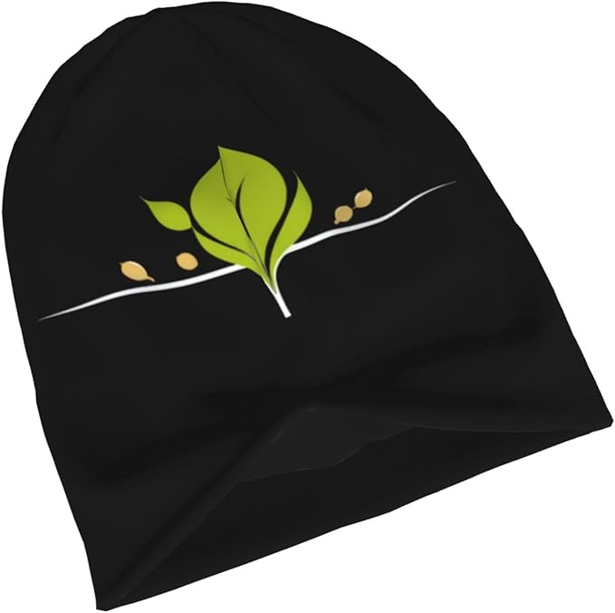 Seeds Sprouting Printed Adult Fashion Knitted Hat - Soft, Comfortable, and Breathable for Men and Women Black