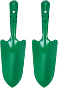 HARFINGTON 2pcs Mini Colorful Metal Hand Shovel 11" x 3" Digging Trowel Set Transplanting Garden Tools for Flower Soil Digging Planting Weeding Transplanting Garden, Green
