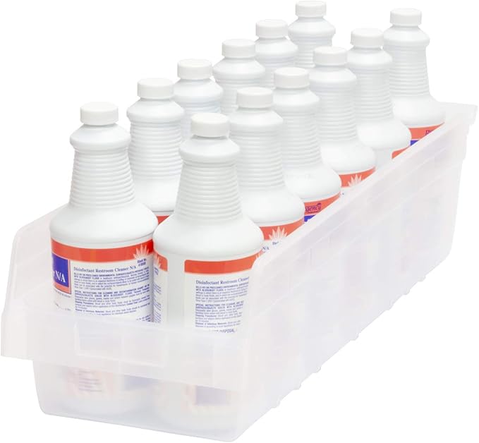 Akro-Mils 30084 Plastic Nesting ShelfMax Storage Bin Box, (24-Inch x 8-Inch x 6-Inch), Clear, (6-Pack)