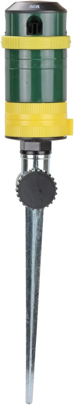 Melnor 65404AMZ Turbo Rotary Sprinkler on Step Spike, 4-Pattern, QuickConnect Product Adapter, Green, Yellow