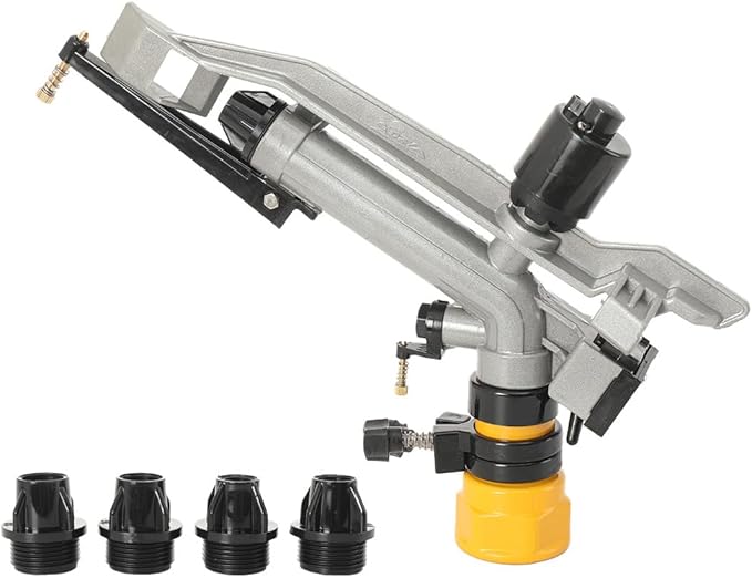 1.5" Agriculture Farm Irrigation Sprinkler Lawn Sprinkler Irrigation Spray Gun Large-Area Watering Spray 360° Rotary Farm Lawn Garden Irrigation Female Thread Aluminum Alloy with Nozzle Set