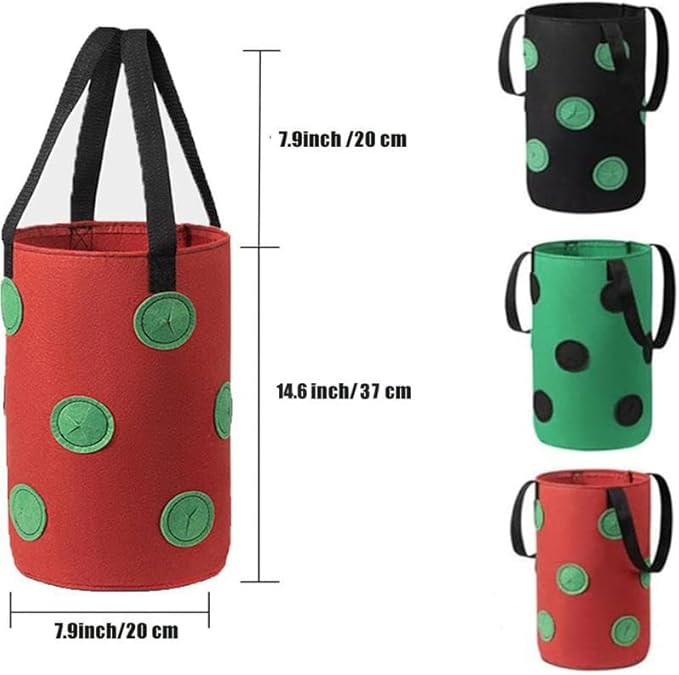 Upside Down Tomato Planter-3 Gallon Hanging Strawberry Planter Durable Aeration Fabric Grow Bags for Vegetables (Set of 2- Red and Green)