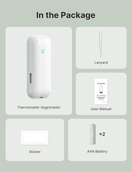 X-Sense 2.0 Indoor WiFi Hygrometer Thermometer, Hygrometer Indoor Humidity with App Temperature Sensor for House, Garden, Data Storage Export at No Charge, SBS50 Base Station Required (Not Included)