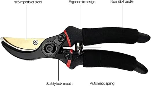 Heavy Duty Bypass Pruning Shears Gardening Manual Pruning Shears Plant Shears Flower Shears Best Gardening Shears, Tree Pruners Cutting Branches Hedges Shrubs and Bushes Ideal Tool Easy to Prune
