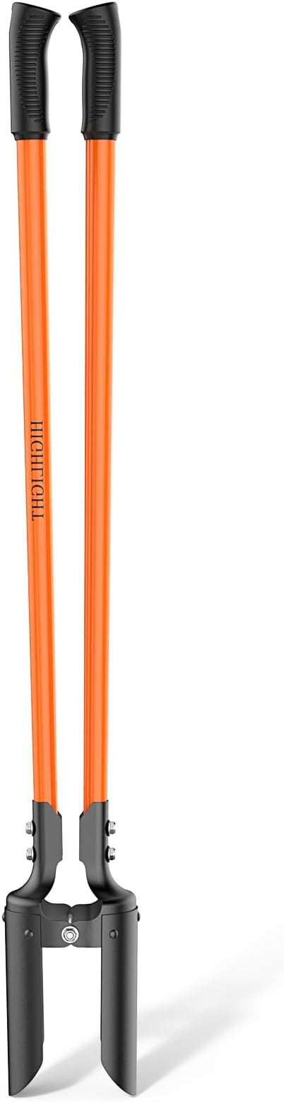 Post Hole Digger, 58-Inch Heavy Duty - 8 lbs Ultra-Lightweight, Fiberglass Handle & Curved Carbon Steel Blades, Anti-Slip Grip for Fence Planting (Orange & Black)