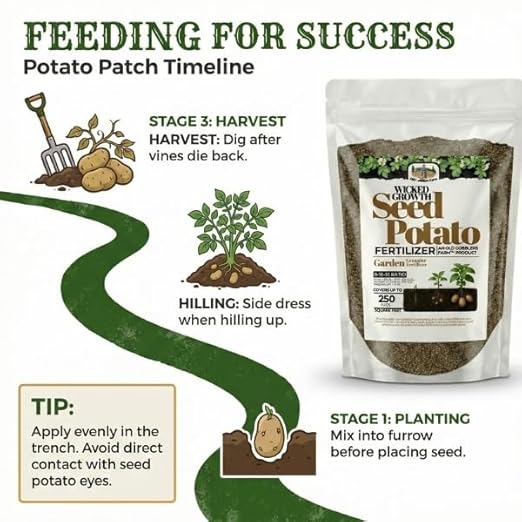 Old Cobblers Farm™ Wicked Growth Seed Potato Fertilizer-Strengthens Roots, Boosts Yields, and Supports Healthy Potato Growth with Eco-Friendly, Slow-Release Nutrients. (5/10/15/20 lbs) (20lbs)
