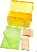 Seed Storage Organizer –Waterproof Metal Seed Box with Storage Bags, Dividers, 4 Compartments with Lid and Safety Locks, Portable Side Handles, Perfect for Garden Seeds, Labels & Tools – Yellow