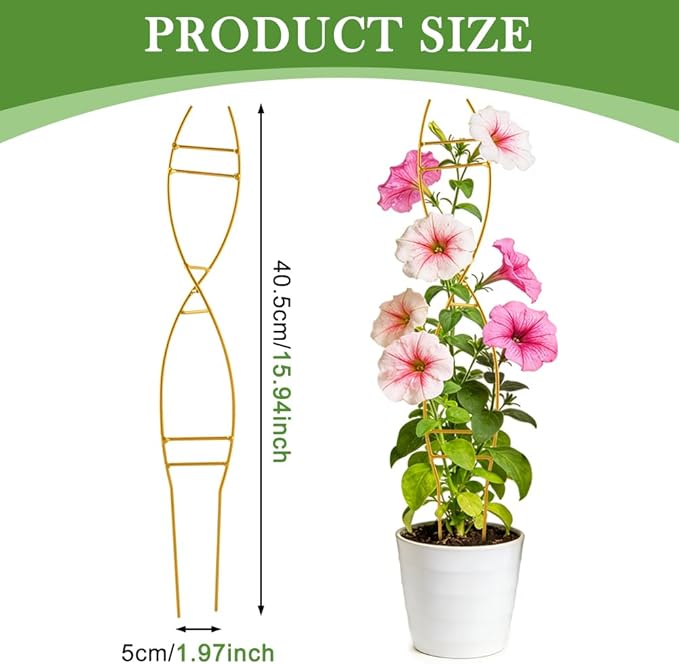 15.94 inch Plant Trellis for Climbing Plants Indoor, Unique DNA Spiral Design Metal Climbing Trellis for Vining Plants, for Houseplant Flower Pothos