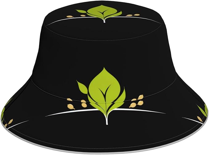 WHJSHOP Seeds Sprouting Printed Reflective Bucket Hat Breathable for Men and Women, for Travel, Camping Black