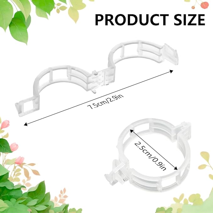 100PCS Plant Support Clips, Plastic Clips for Securing Plants, Plant Fixing Clips for Tomato Vine, Reusable Garden Clips for Climbing Plants, Grape, Vegetable Stems (300, White)