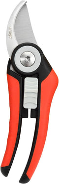 LIVINGO Bypass Pruning Shears - 8.2" Heavy Duty Garden Clippers with Curved Blades, Sharp Plant Scissors for Branches, Bushes & Shrubs, Ergonomic Handles, Spring Action