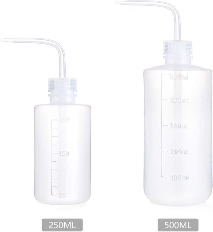 Mkono 2 Pack Watering Can - 250ML and 500ML Succulent Watering Bottle, Plant Flower Squeeze Plastic Bend Mouth Safety Wash Bottle, Small and Medium, White