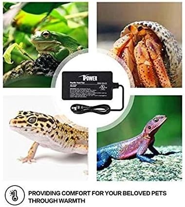 iPower 4x7 Inch Reptile Heat Pad Under Tank Heater, Energy-Efficient & Waterproof Design Terrarium Warmer Mat for Turtles, Lizards, Snakes & Small Pets