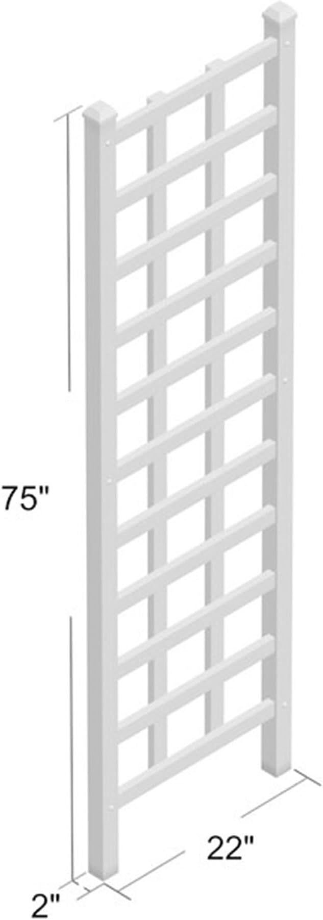 Dura-Trel Elmwood 22 by 75 Inch Indoor Outdoor Garden Trellis Plant Support for Vines and Climbing Plants, Flowers, and Vegetables, with Ground Anchors White