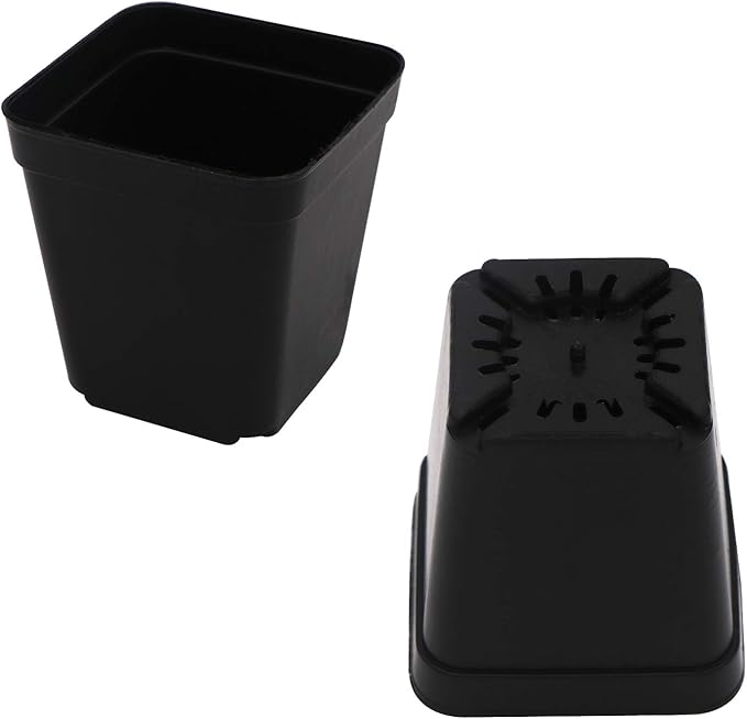2.7 Inch Square Nursery Pots,50 Pack Sturdy & Reusable Plastic Plant Containers Starter Pot with Drainage Holes for Seedlings,Succulents & Garden Plants,Black